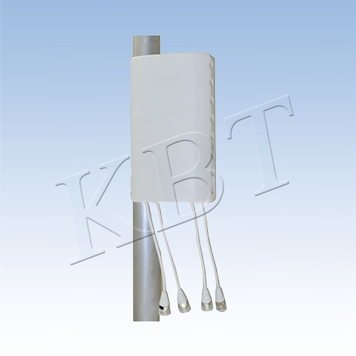Dual-polarized directional panel antenna with N-female connectors, white ABS radome, compact form factor for outdoor 5 GHz wireless deployment.