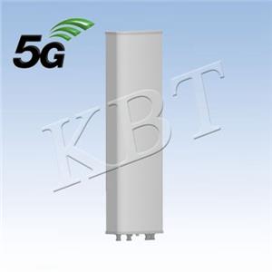 Dual-polarized directional panel antenna with N-female connectors, white ABS radome, compact form factor for outdoor 5 GHz wireless deployment.